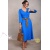 Rochie Olivia din jerse de bumbac albastru, cu maneca 3/4 si detalii animal print